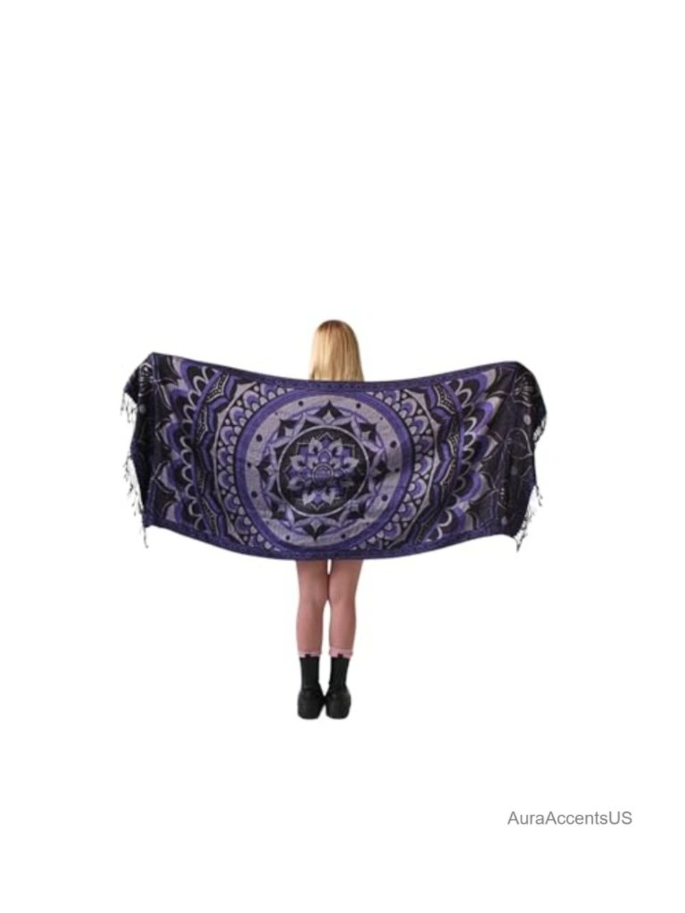 Pashmina Shawl Wrap Fringes Paisley Reversible Viscose Acrylic Festival